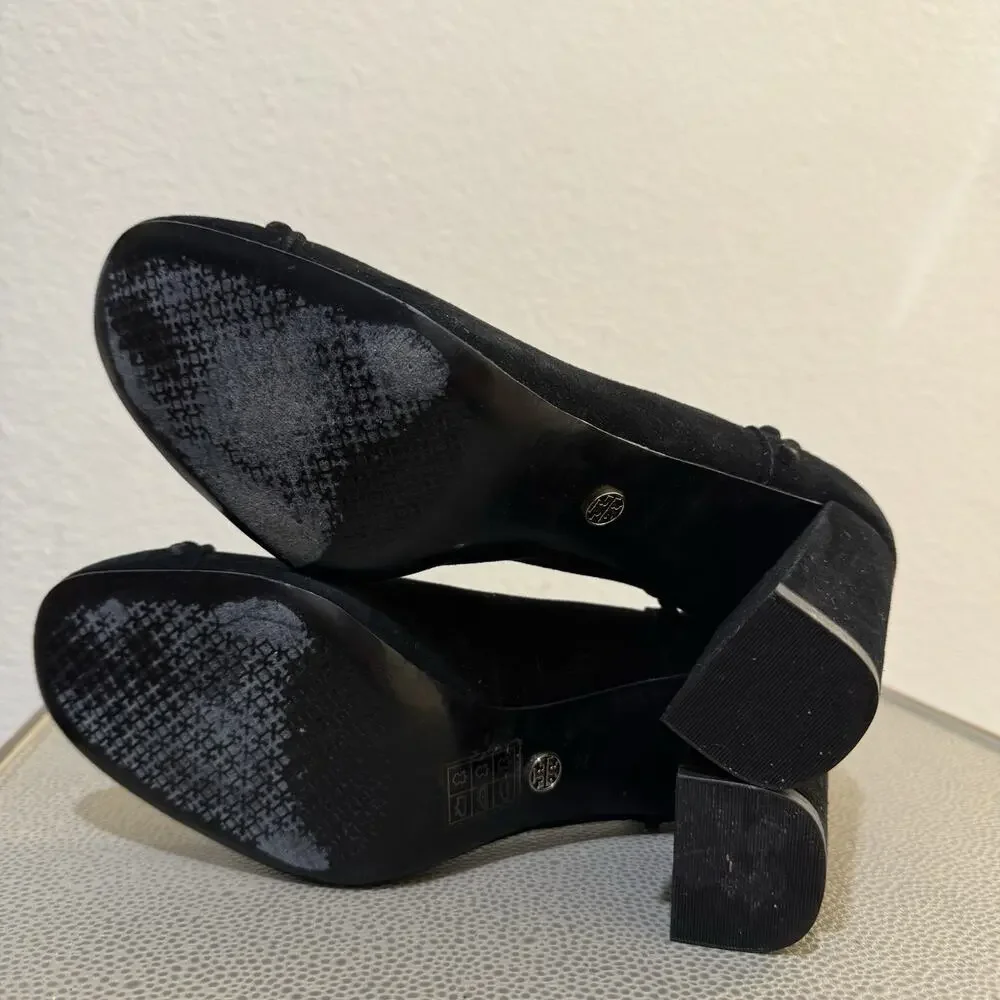 Tory Burch Z4149 Black Colt 85mm Soho Suede Pump Sz 8.5 M